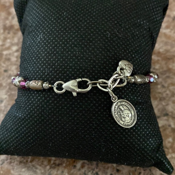 BRIGHTON vintage rosary purple and silver petite bracelet‎ - Picture 2 of 3